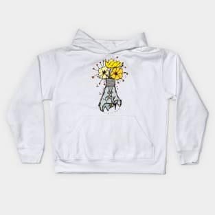 Light bulb with yellow flowers sketch 2 Kids Hoodie